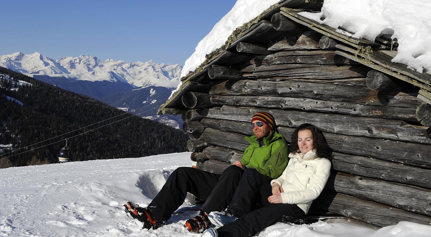 Couple resting in the winter sun